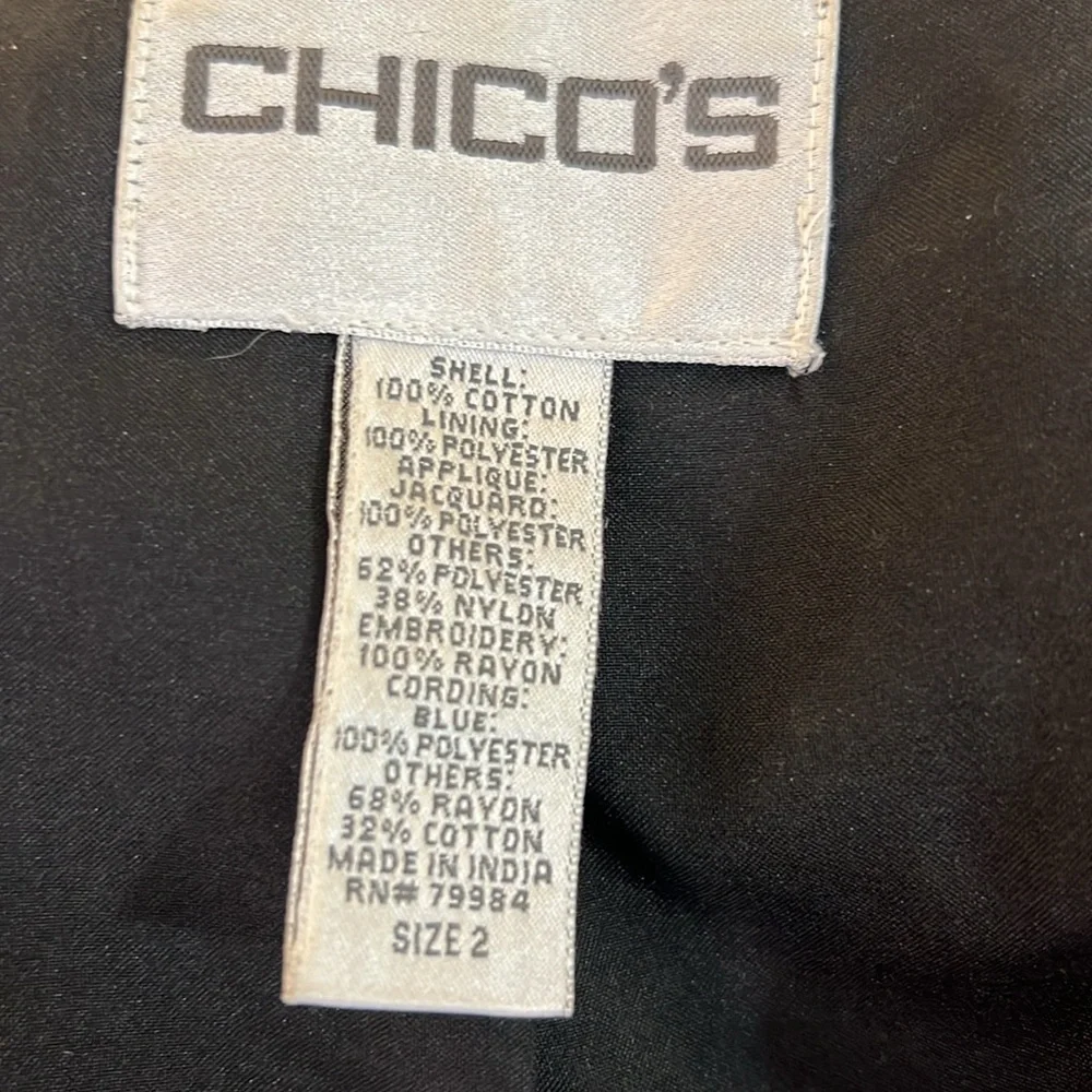 Chico's Sapphire Blue Deepwater Beaded Embroidered Brocade Cardigan Coat - Picture 7 of 9